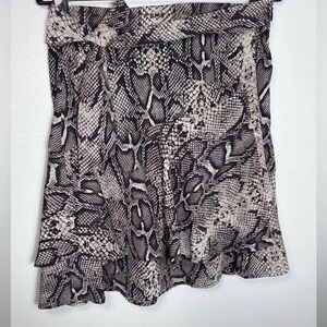 Seven Sisters, S, reptile print tiered ruffle, faux wrap belted, side zip, mini